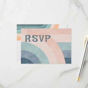 70s Vintage Rainbow Wedding RSVP Card