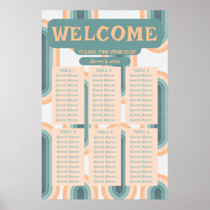 70s Vintage Rainbow Wedding Seating Charts
