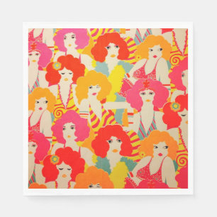 70's vintage retro colourful wallpaper design napkin
