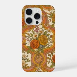 70s Vintage Retro Floral Pattern | Warm Earthy Bot iPhone 15 Pro Case