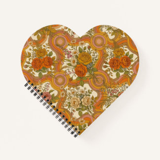 70s Vintage Retro Floral Pattern | Warm Earthy Bot Notebook
