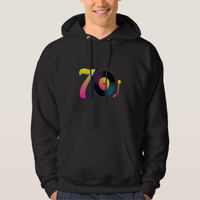 70s Vinyl Record Music Seventies Vibe Retro Musici Hoodie (Front)