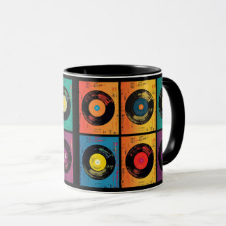 70s Vinyl Record Pattern Retro Mug