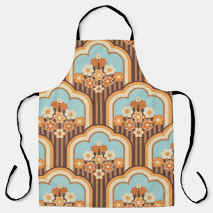 70s wallpaper seamless design, vintage flowers  apron