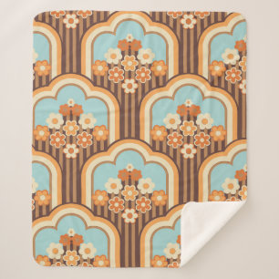 70s wallpaper seamless design, vintage flowers  sherpa blanket