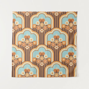 70s wallpaper seamless design,  vintage flowers  tapestry