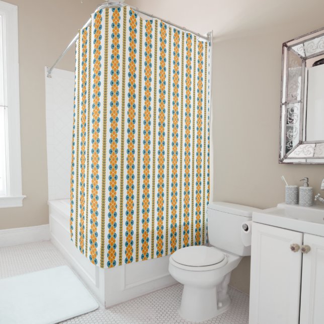 70's years circle rows shower curtain (In Situ)