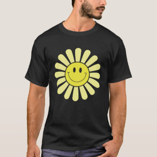 70s Yellow Smile Face Flower Happy Peace Smiling T-Shirt