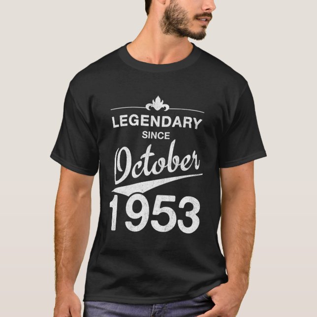 70Th 70 Born In October 1953 T-Shirt (Front)