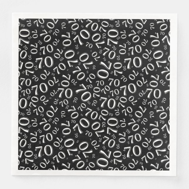 70th Age Random Number Pattern Black/White Napkin (Front)