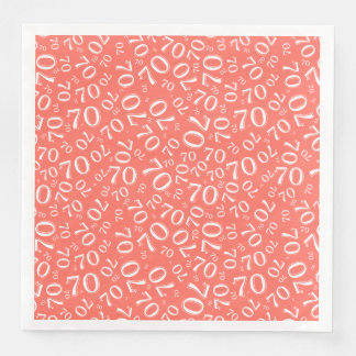 70th Age Random Number Pattern Coral/White Napkin
