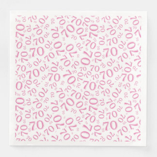 70th Age Random Number Pattern Pink/White Napkin