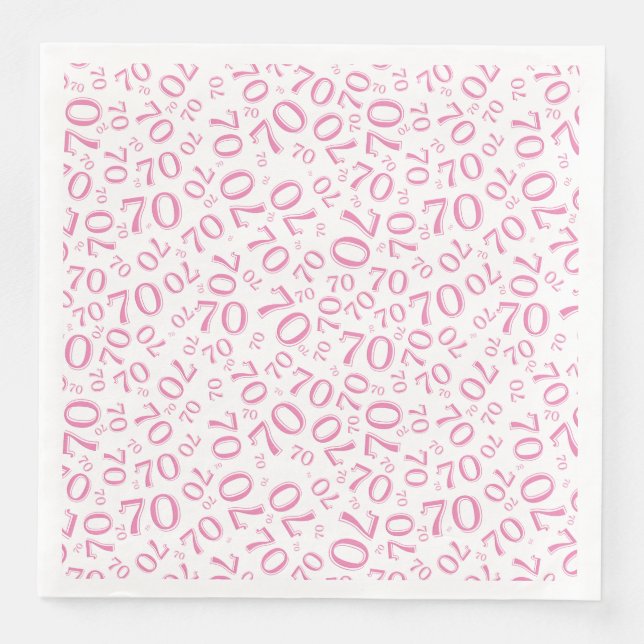 70th Age Random Number Pattern Pink/White Napkin (Front)