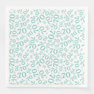 70th Age Random Number Pattern Teal/White Napkin