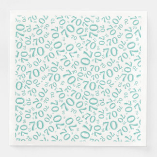 70th Age Random Number Pattern Teal/White Napkin