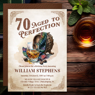 70th Aged to Perfection Scotch Birthday Party  Invitation