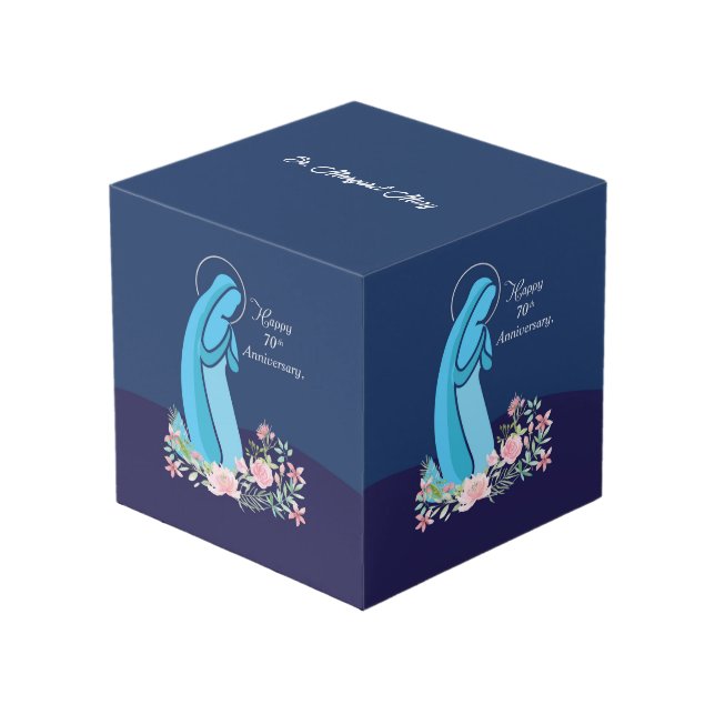 70th Anniversary of Religious Life Nun Pink Flower Cube (Front Angled)