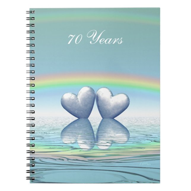 70th Anniversary Platinum Hearts Spiral Notebook (Front)