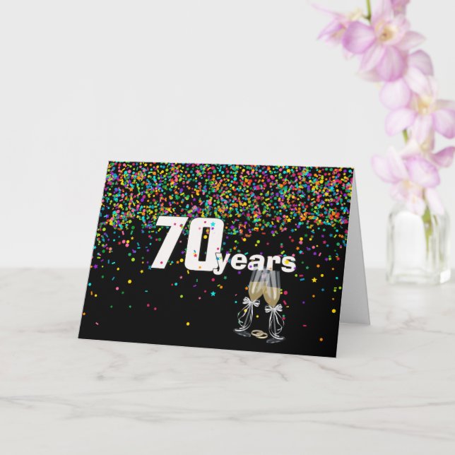 70th anniversary toast in confetti card (Orchid)