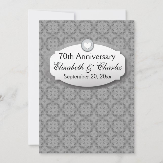 70th Anniversary Wedding Anniversary Platinum Z03 Invitation (Front)