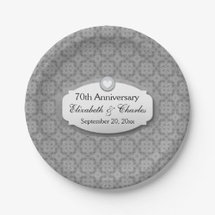 70th Anniversary Wedding Anniversary Platinum Z03 Paper Plate