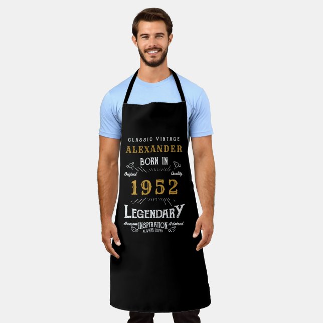 70th Birthday 1952 Add Name Black Gold Legendary Apron (Worn)