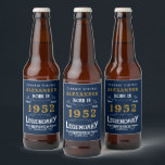 70th Birthday 1952 Add Name Vintage Blue Gold Beer Bottle Label<br><div class="desc">A personalised classic beer bottle label design for that birthday celebration.  More gifts and party supplies for that party celebration available with the "Legendary" design in the store.</div>
