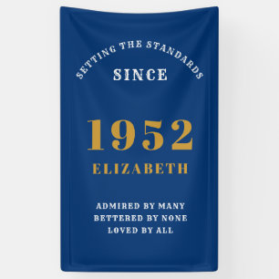 70th Birthday 1952 Elegant Chic Gold Blue Banner