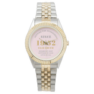 70th Birthday 1952 Elegant Pink Grey Chic Woman's Watch