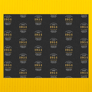 70th Birthday 1954 Black Gold Chic Elegant Tissue Paper