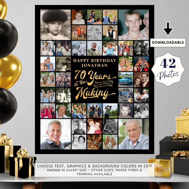70th Birthday 42 Photo Collage YEARS IN THE MAKING Poster (Creator Uploaded)
