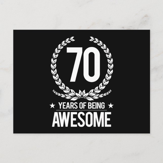 70th Birthday (70 Years Of Being Awesome) Postcard (Front)