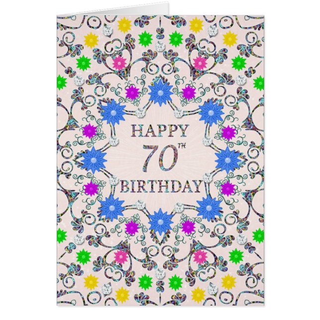 70th Birthday Abstract Flowers  (Front)
