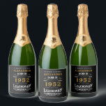 70th Birthday Add Name 1952 Vintage Black Gold Sparkling Wine Label<br><div class="desc">A personalised classic sparkling wine bottle label design for that birthday celebration. Add the name to this vintage retro style black, white and gold design for a custom birthday gift. Easily edit the name and year with the template provided. More gifts and party supplies for that party celebration available with...</div>