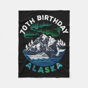 70th Birthday Alaska North Lights Family Cruise Sq Fleece Blanket