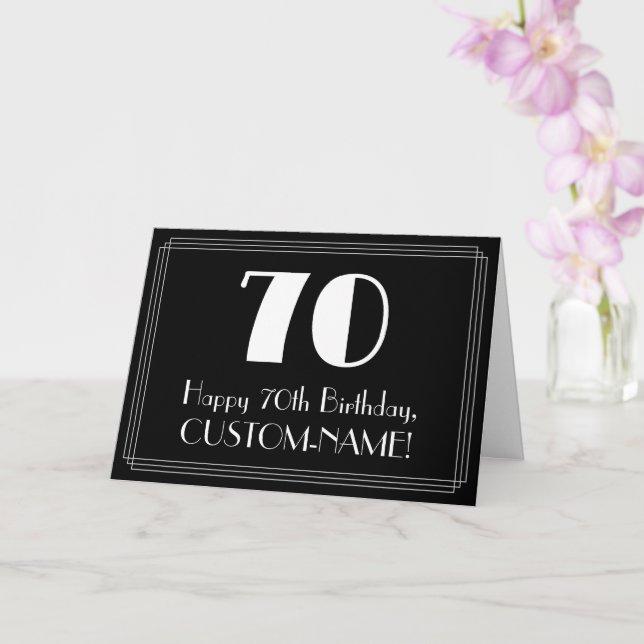 70th Birthday ~ Art Deco Inspired Look "70", Name Card (Orchid)