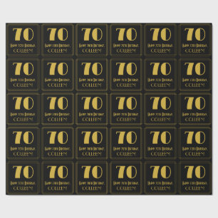 70th Birthday ~ Art Deco Inspired Look "70", Name Wrapping Paper