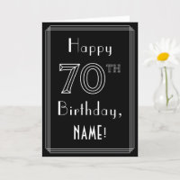 70th Birthday: Art Deco Style # 70 & Custom Name
