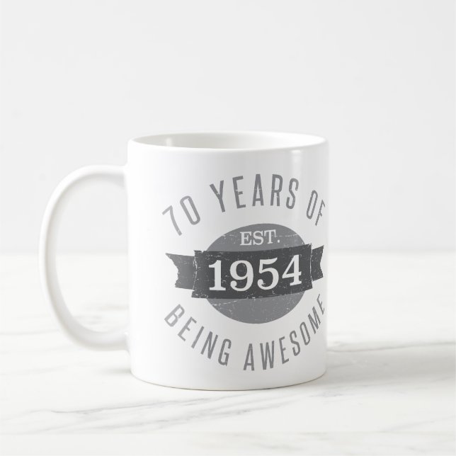 70th Birthday Awesome 1954 Coffee Mug (Left)