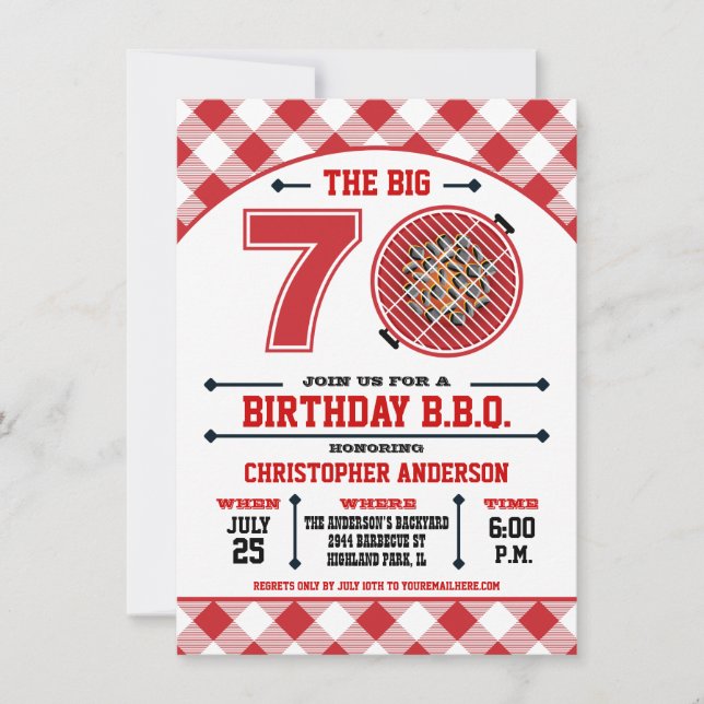 70th Birthday Barbecue Invitation (Front)