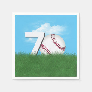70th Birthday Baseball In Green Grass Napkin