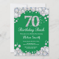 70th Birthday Bash Green and Silver Diamond