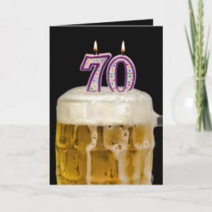 70th Birthday Beer on black Card