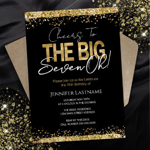 70th Birthday Black and Gold Invitation
