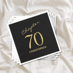 70th Birthday Black Gold Chapter 70 Napkin<br><div class="desc">Make your loved one's 70th birthday celebration elegant and memorable with our stunning Black and Gold Napkins from Zazzle. Discover how these customisable napkins can elevate your event and create unforgettable moments in our exclusive article.</div>