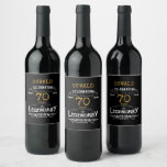 70th Birthday Black Gold Legendary Funny Wine Labe Wine Label<br><div class="desc">A personalised elegant wine bottle label that is easy to customise for that special birthday party occasion.</div>