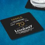 70th Birthday Black Gold  Legendary Retro Square Paper Coaster<br><div class="desc">A personalised elegant 70th birthday paper coaster that is easy to customise for that special 70th birthday party.</div>