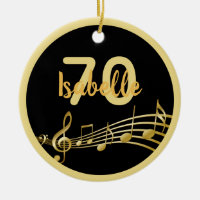 70th birthday black gold music notes name