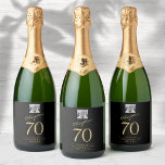 70th Birthday Black Gold Photo<br><div class="desc">Celebrate your loved one's birthday in style with a black and gold birthday sparkling wine labels featuring their favourite photo. Discover how this high-quality,  customisable wine label can elevate any birthday celebration and create a lasting impression for the birthday honoree.</div>