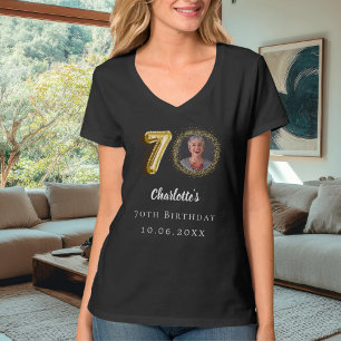 70th birthday black gold photo T-Shirt